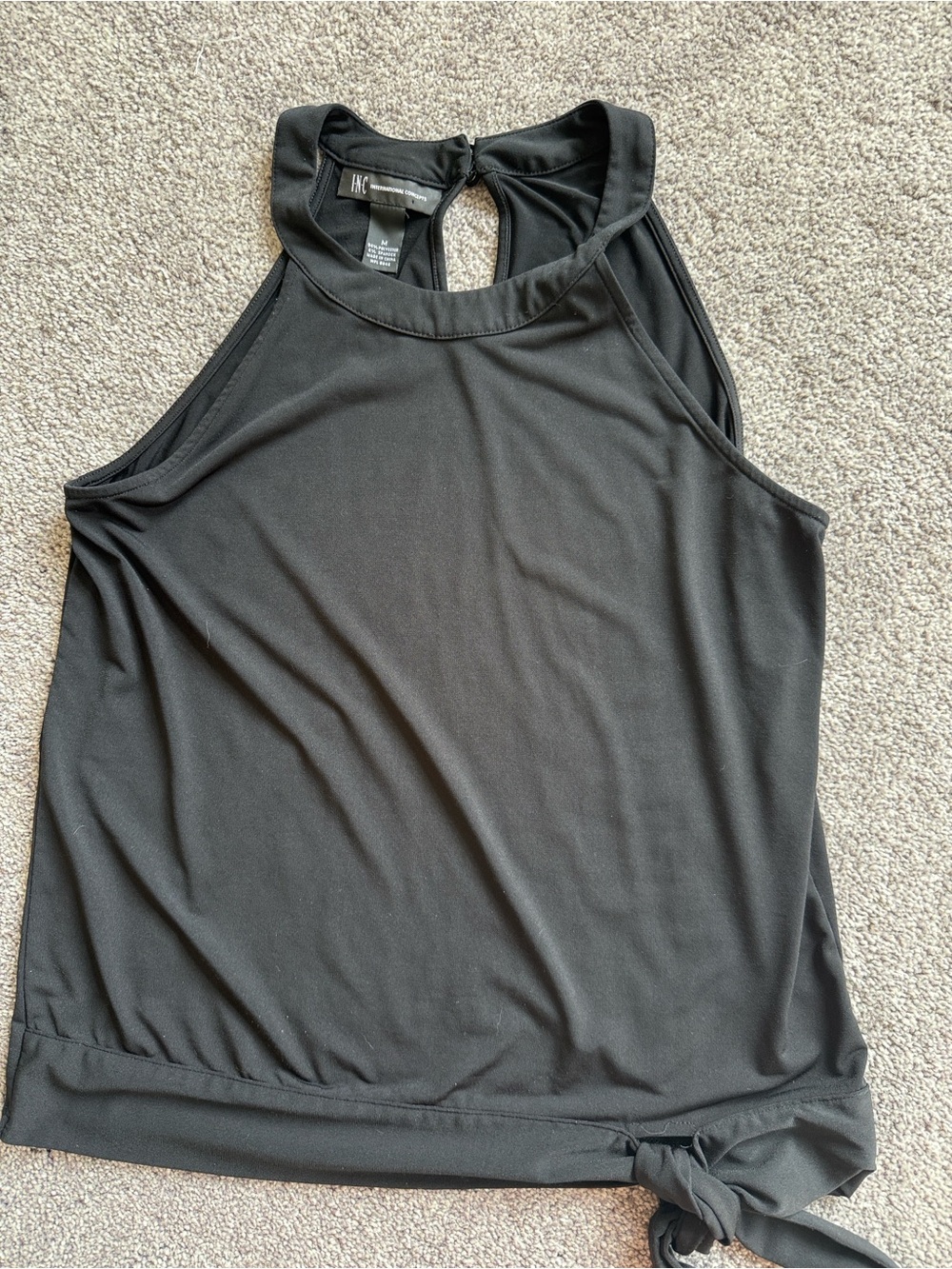 INC International Concepts Black Tie-Hem Sleeveless Tank